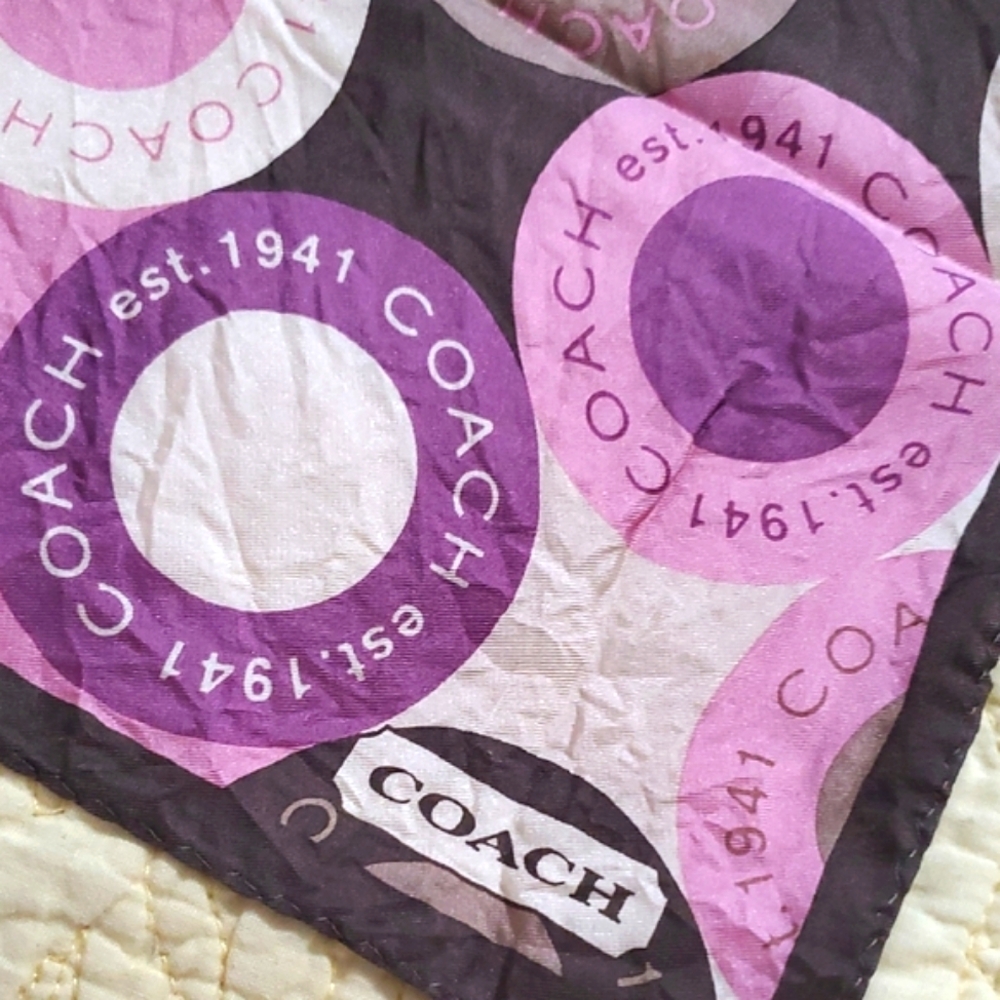 Coach Signature Purple Square Scarf circle logo 21"×21" - Picture 5 of 8